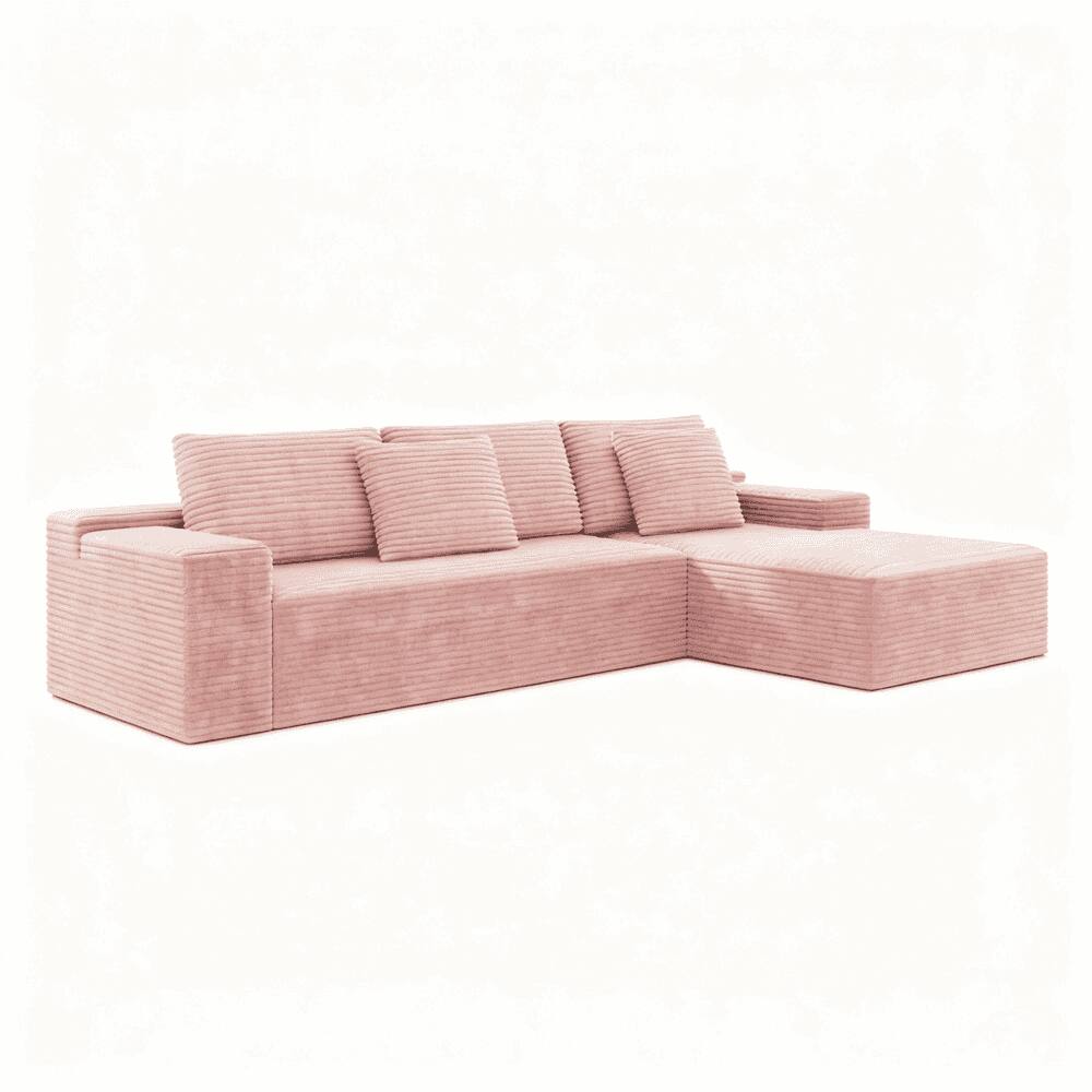 Alt View 4. Kadyn - 104" Right Chaise Modular Sectional, L-Shaped Cloud Couch with Deep Comfort and No Assembly, Pink - Pink.