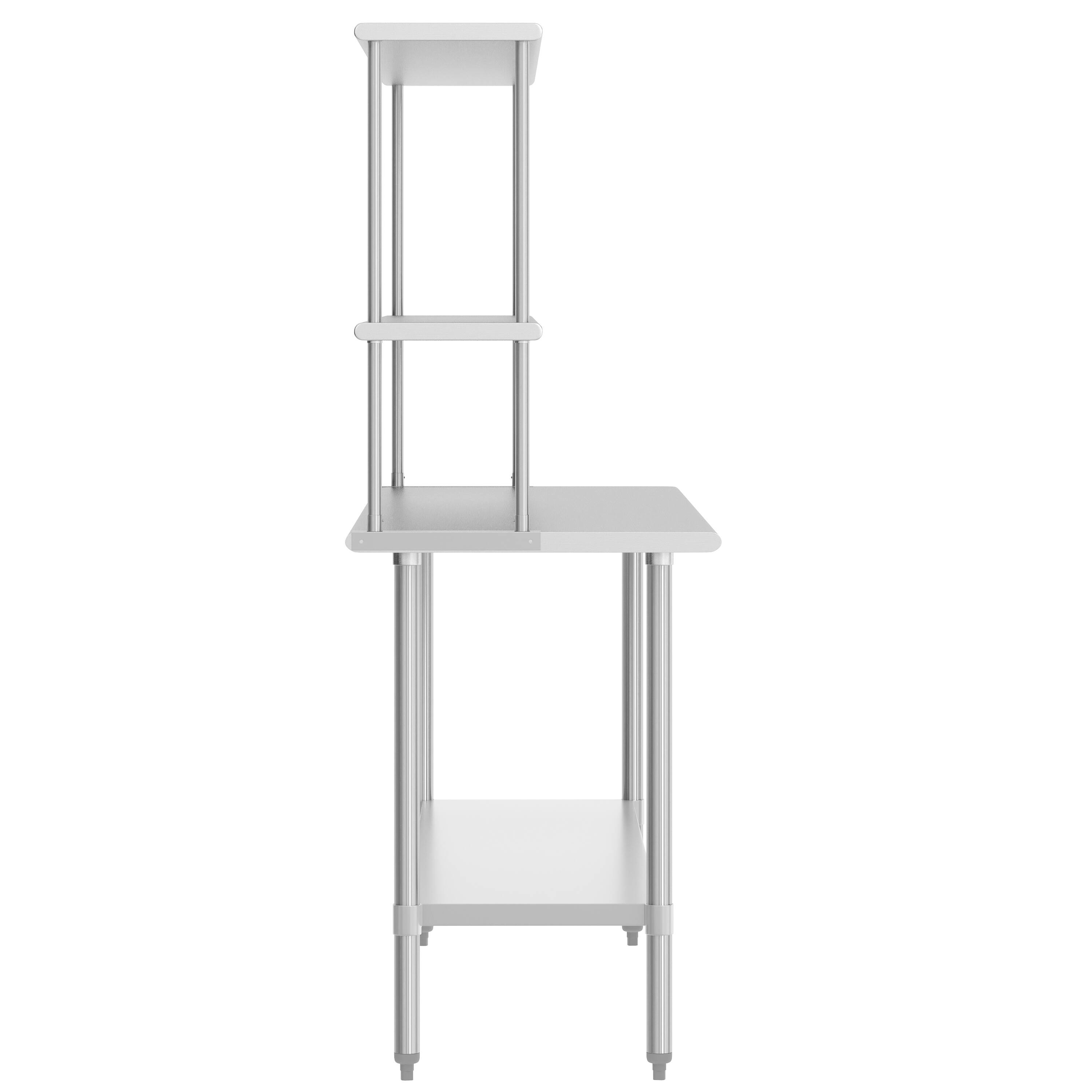Left. Flash Furniture - Reese 30x48 Portable Prep and Work Table with NSF Certified 18 Gauge Stainless Steel Top Shelf and Double Overshelves an - Gray.