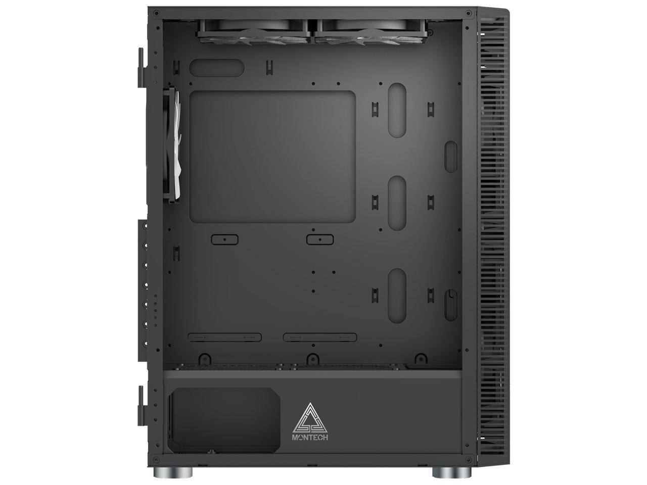 Alt View 2. Montech - Montech X3 Mesh, 3x140mm & 3x120mm RGB Fans, ATX Mid-Tower Gaming Case, Tempered Glass, USB3.0, Black - Black.