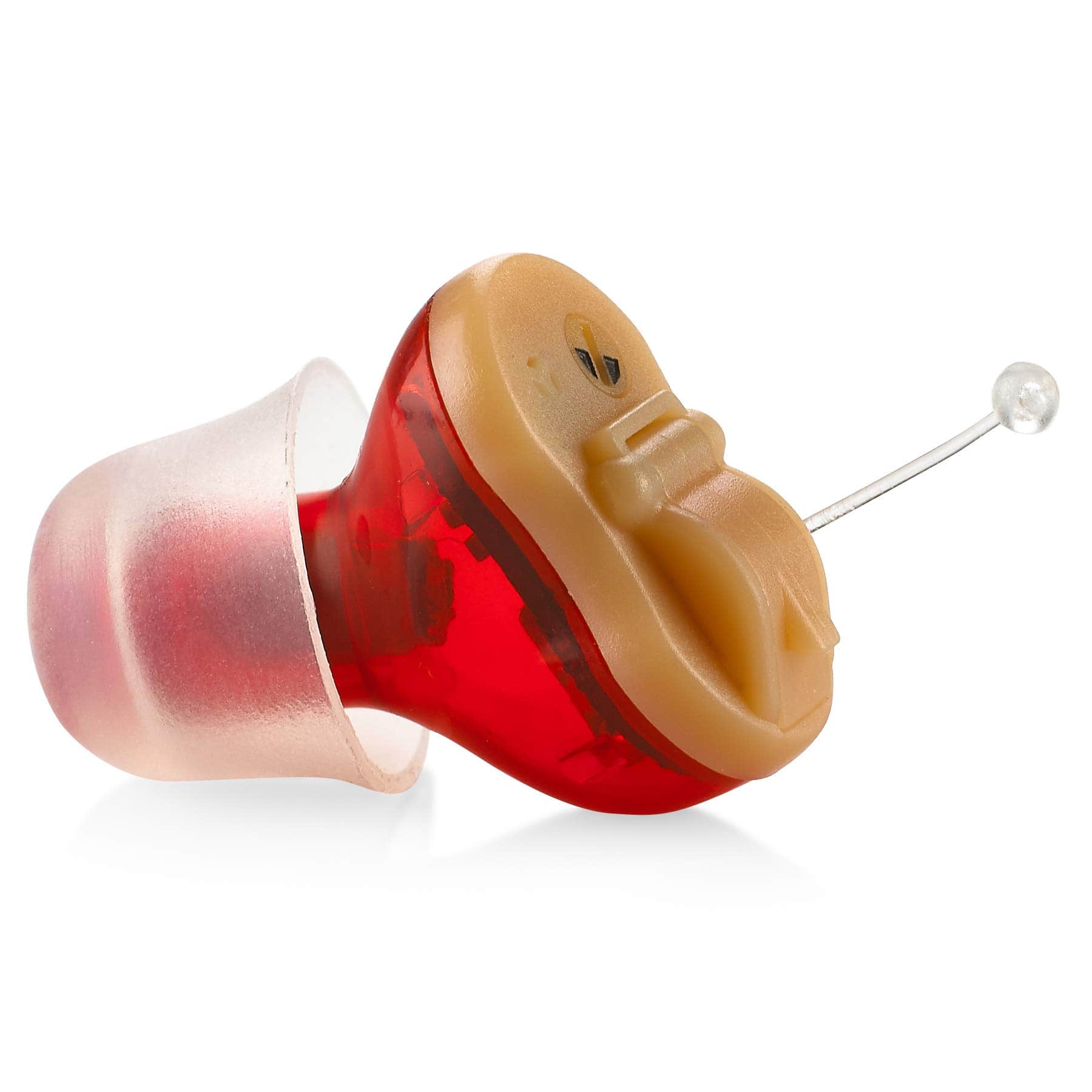 MEDca - Premium Digital Hearing Amplifier - Invisible in Canal (CIC) In-Ear Mini Sound Enhancer - Right Ear, MZ-38 - Red