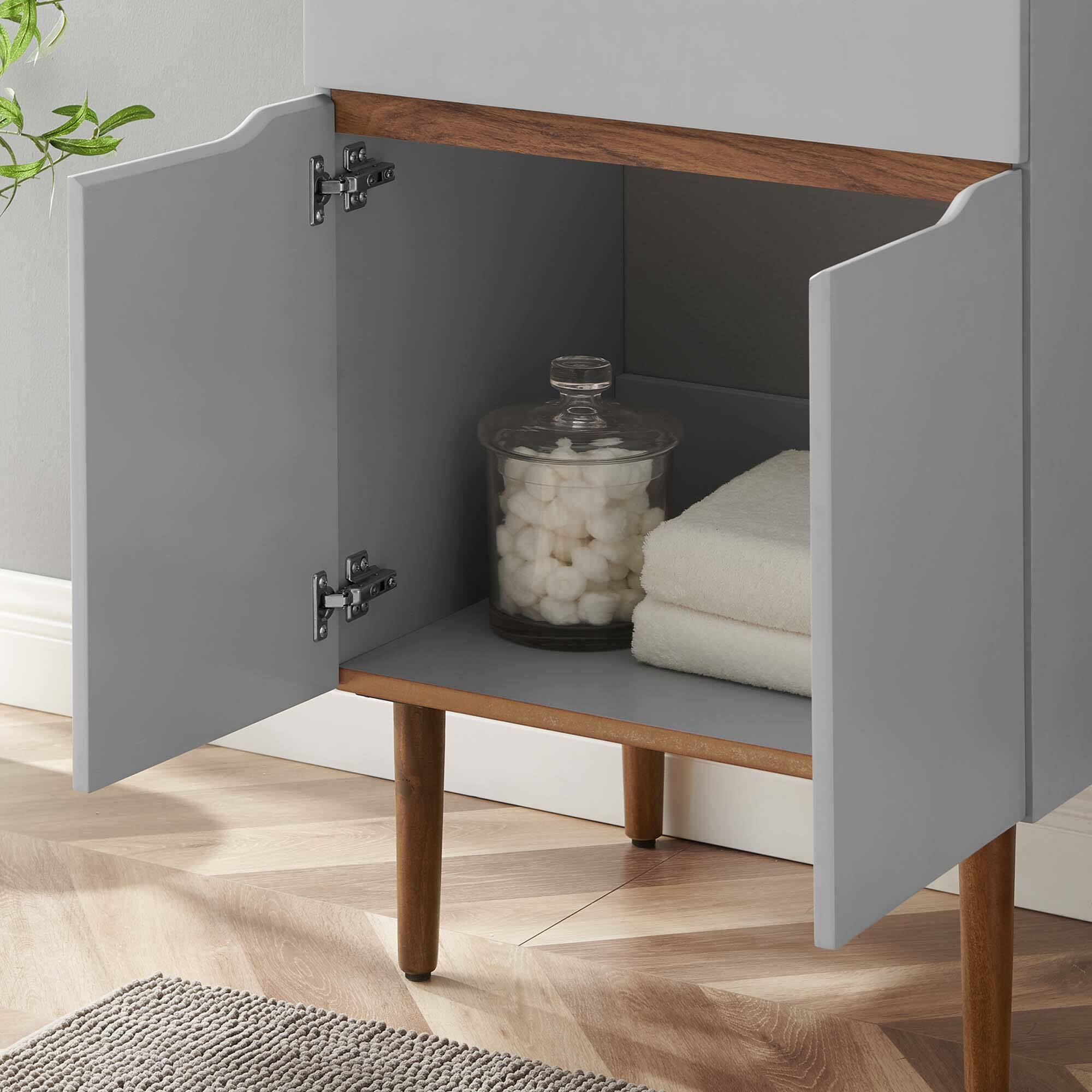 Back. Modway - Harvest Bathroom Vanity Basin Included - Gray Black.