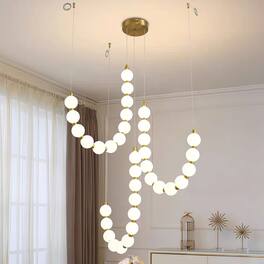 RYHNUYNE - Modern Antique LED Chandelier, 36 Light Acrylic Globe Pendant Light, Adjustable Hanging for Living Dining Bedroom - Gold