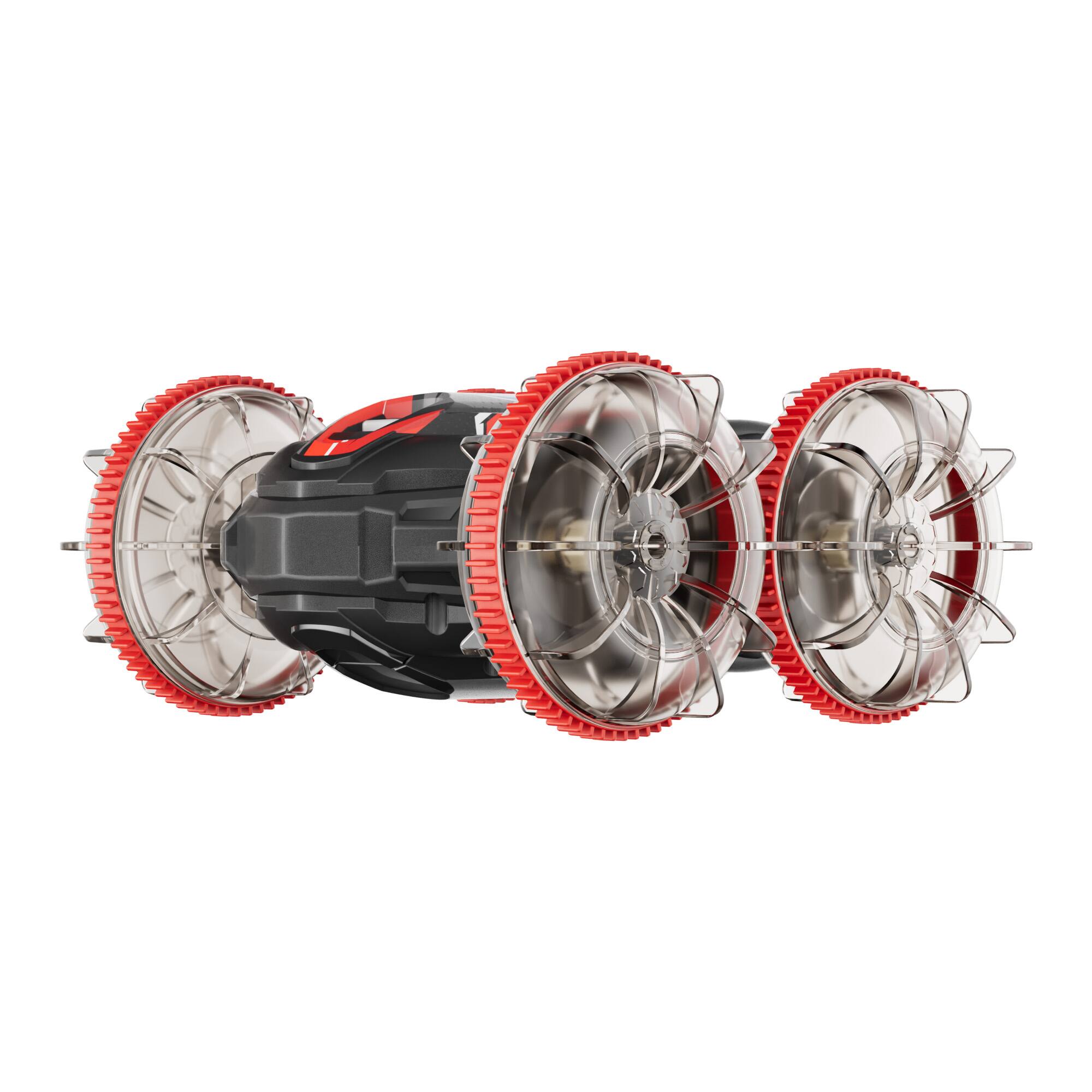 Back. Contixo - AV1 Amphibious 4WD RC Stunt Car for Land and Shallow Freshwater with LED Lights, Ages 6+ - Red.
