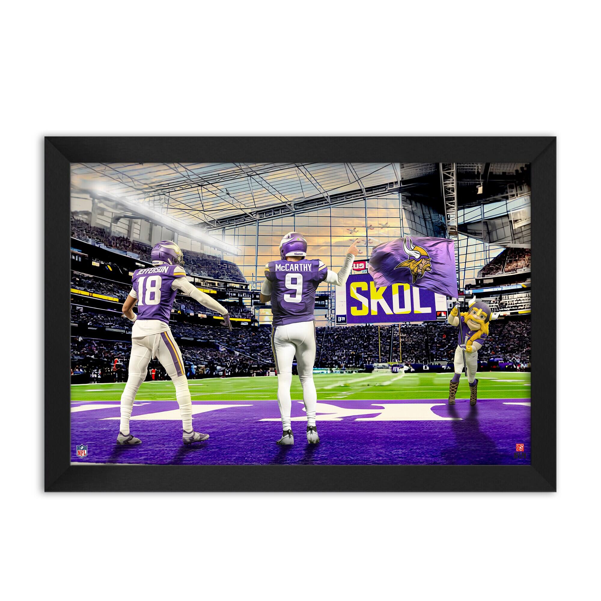 Justin Jefferson and J.J. McCarthy Minnesota Vikings Framed Two-Player Art Print