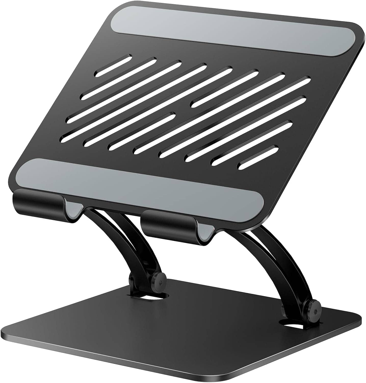 FINEAK - Dual Rod Aluminum Tablet Stand, Adjustable 4.7-16.9" Desktop Holder for iPad, Surface & Monitor - Black