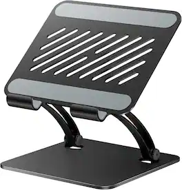 FINEAK - Dual Rod Aluminum Tablet Stand, Adjustable 4.7-16.9" Desktop Holder for iPad, Surface & Monitor - Black
