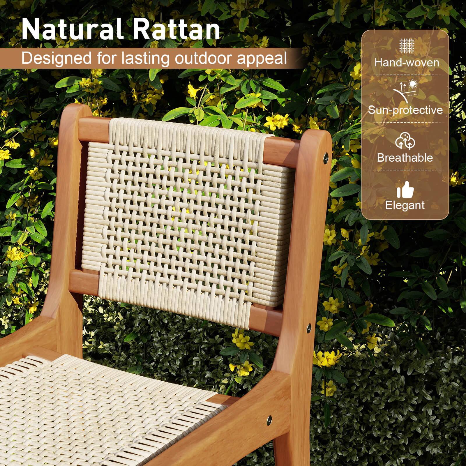 Natural Rattan  
Designed for lasting outdoor appeal  

- Hand-woven  
- Sun-protective  
- Breathable  
- Elegant