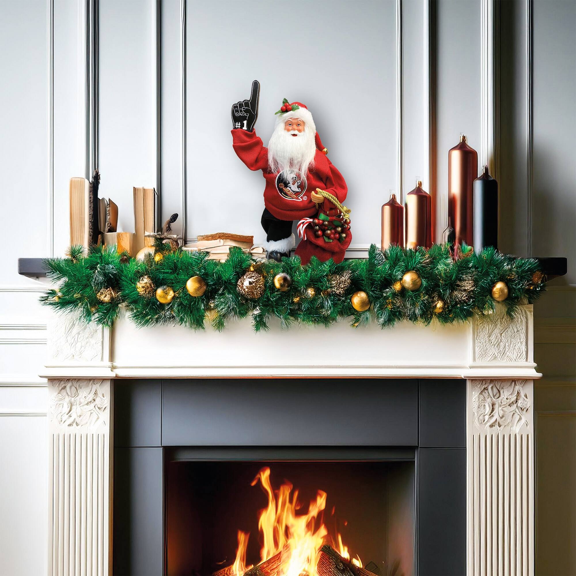 Alt View 2. Santa's Workshop - Florida State Seminoles 12" Animated Musical Santa - Red.