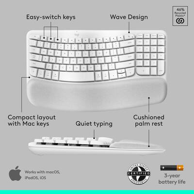 Logitech Wave Keys for Mac and Lift Vertical for Mac Wireless Logitech Wave Keys for Mac and Lift Vertical for Mac Wireless
