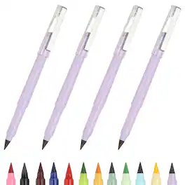 Unique Bargains - Eternal Pencil, 4pcs Mech Sharpened Metal Pencils Set for Coloring, Sketch Drawing, Writing - Marker Light Purple