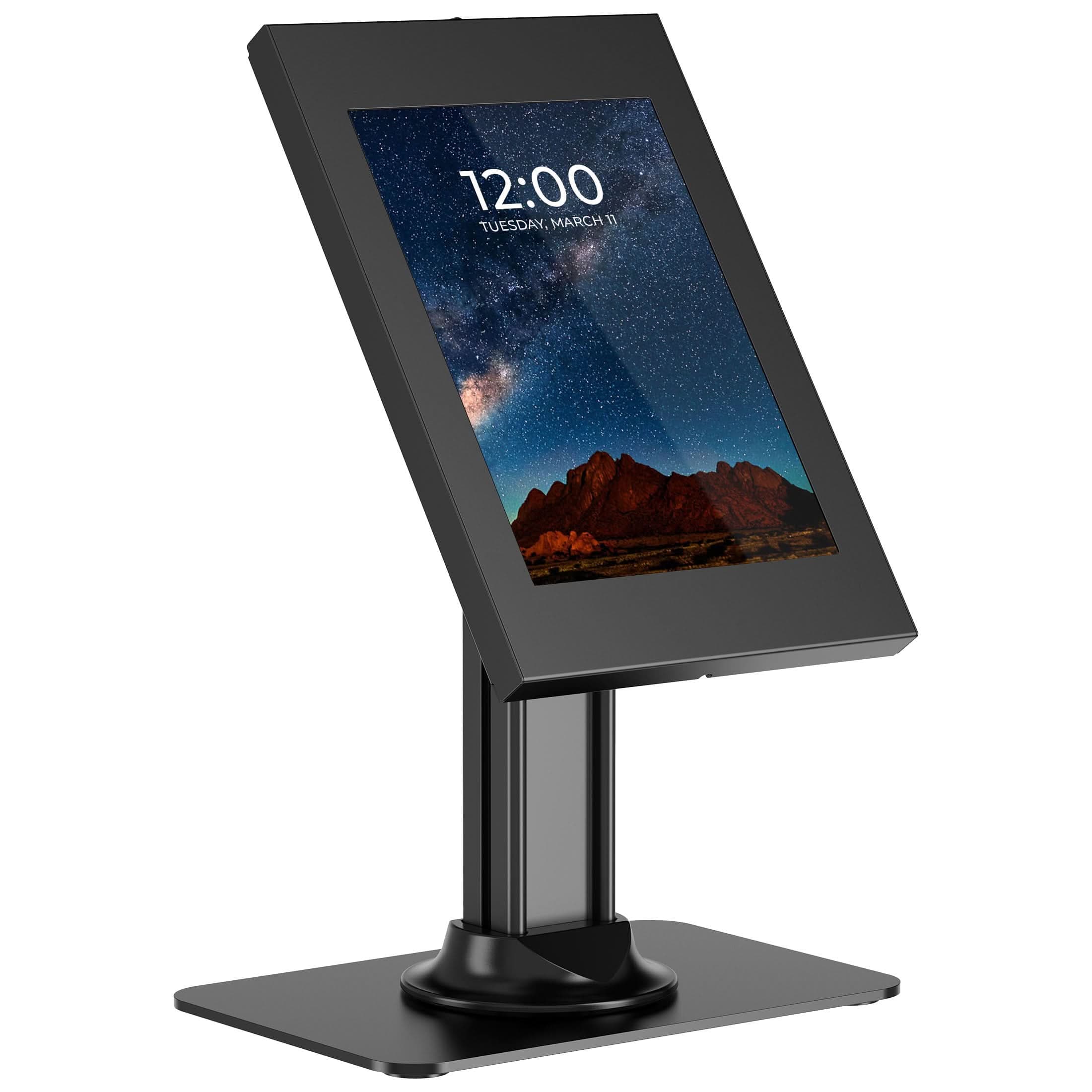 Mount-It! - Anti‑Theft Tablet Countertop Stand for iPad, iPad Air & iPad Pro with Rotating and Tilting Security Kiosk - Black