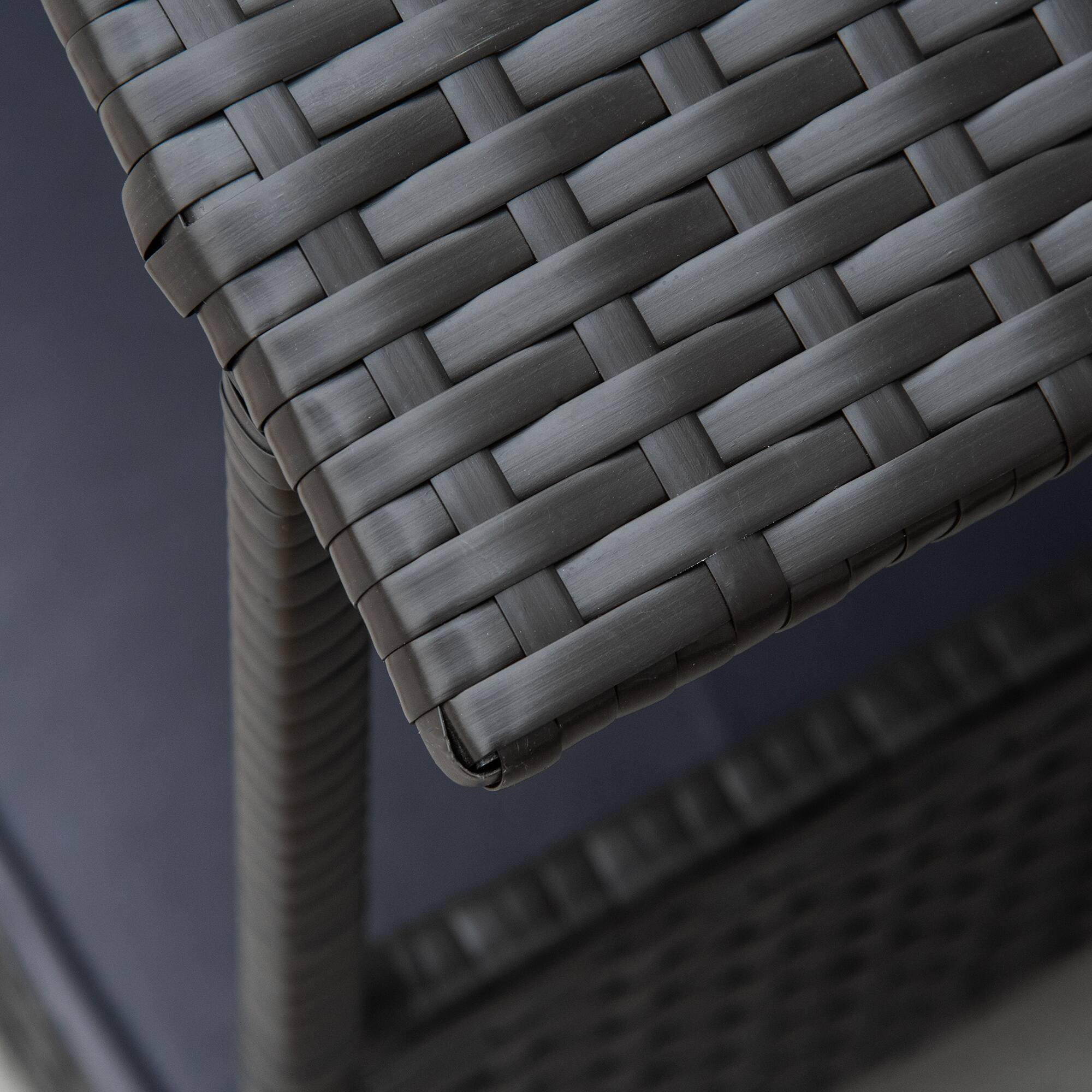 Alt View 5. Pawhut - Wicker Dog House Outdoor, Canopy, Rattan Bed with Water-resistant Cushion, Raised, 66 lbs, 19.75", Brown - Grey.