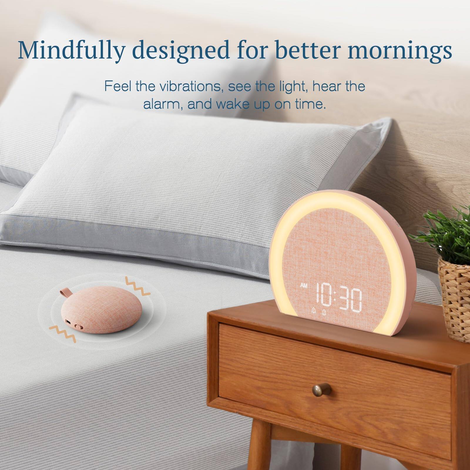 Mindfully designed for better mornings

Feel the vibrations, see the light, hear the alarm, and wake up on time.