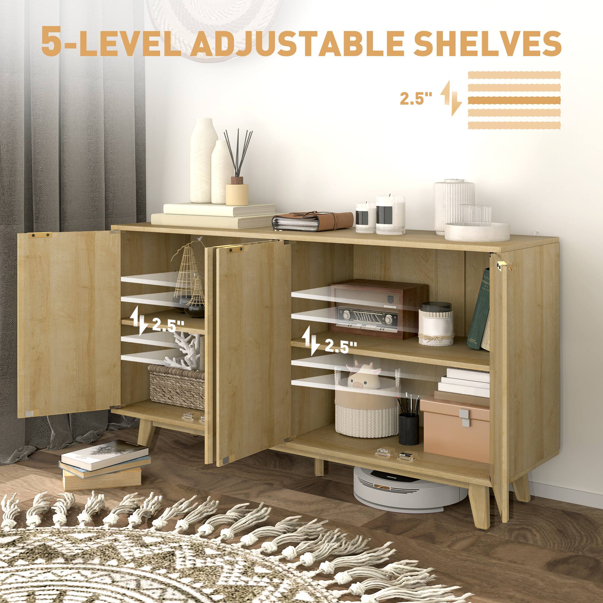 5-LEVEL ADJUSTABLE SHELVES  
2.5"  
1 2.5"  
2.5"