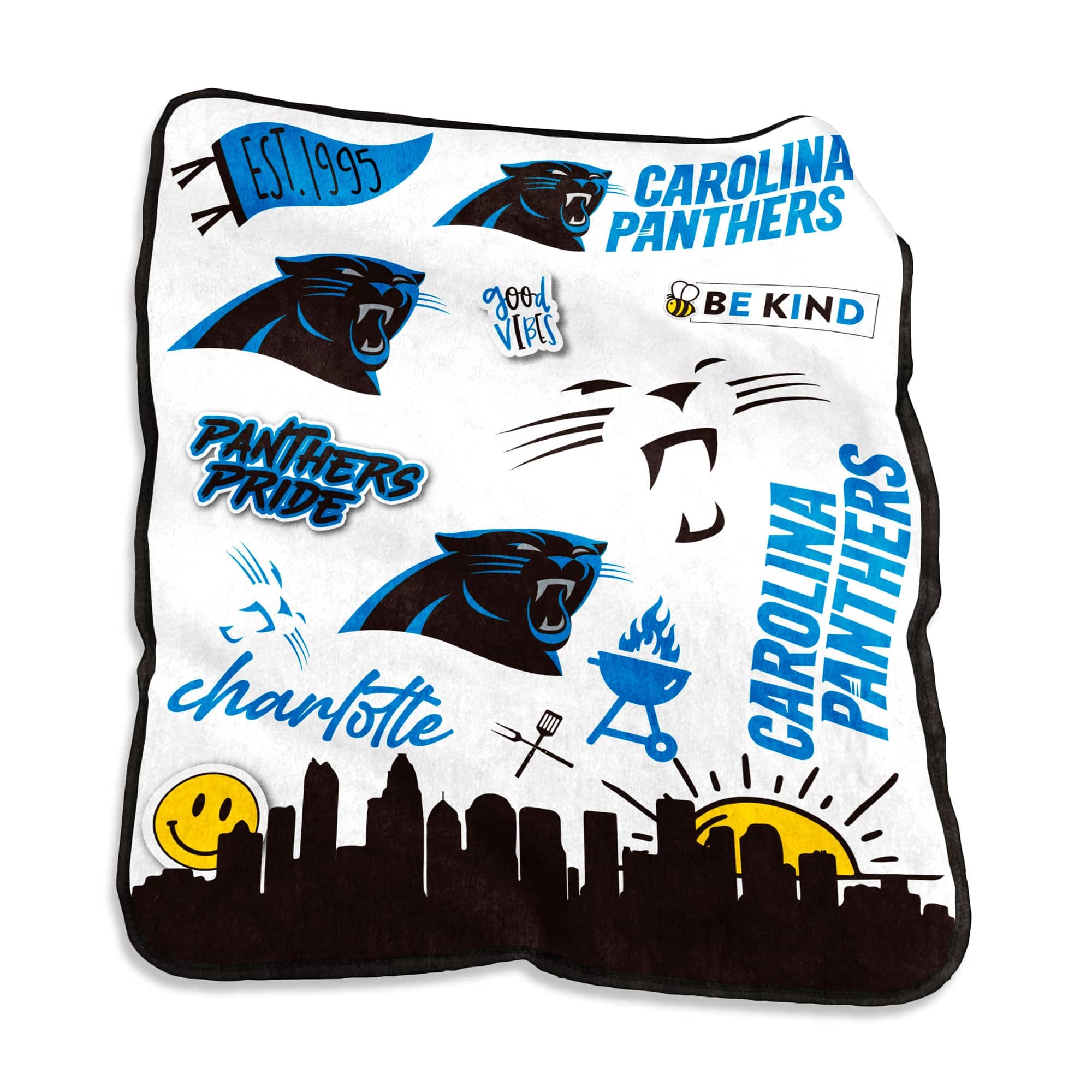 Logo Brands - Carolina Panthers 50'' x 60'' Native Raschel Plush Throw Blanket - Multicolor