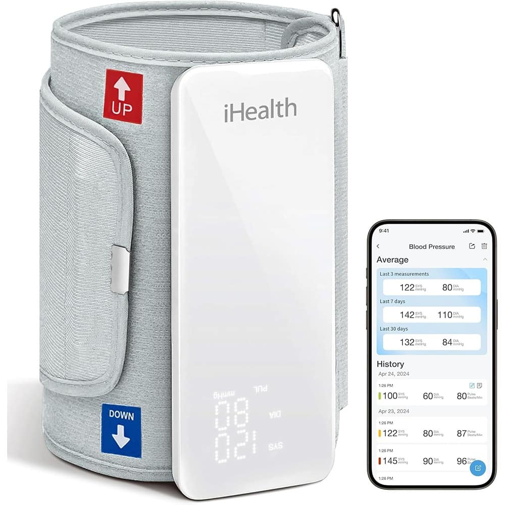 RTMB - Wireless Upper Arm Blood Pressure Monitor, Bluetooth, App-Enabled, Portable - White