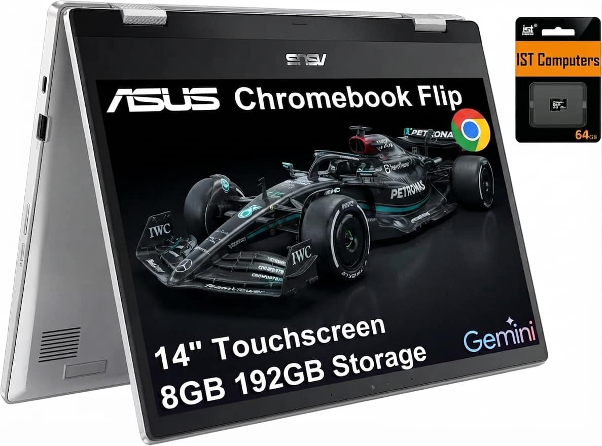 ASUS - Chromebook Flip CX1 14'' FHD 2-in-1 Touchscreen Laptop - Intel Celeron N4500 - 8GB RAM - 128GB Storage - 64GB SD Card - Transparent Silver