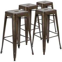 Alamont Home - 30" High Metal Indoor Bar Stool - Stackable Set of 4 - Gun Metal