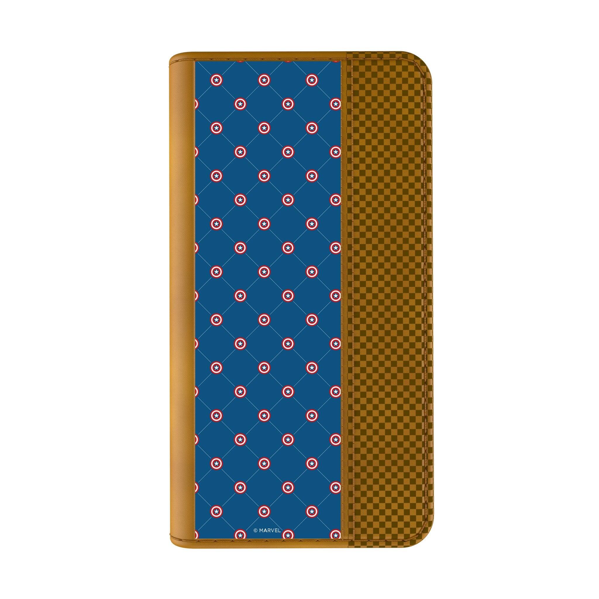 Angle. Keyscaper - Marvel Pattern Folio Phone Case - Apple iPhone 14 Pro Max - Captain America.