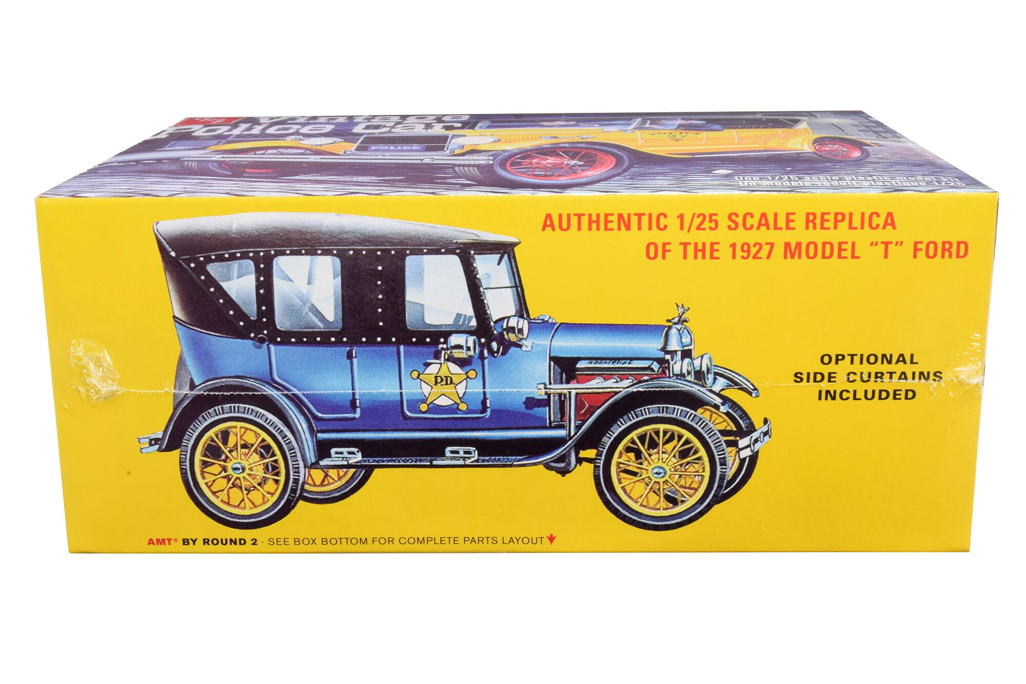 Authentic 1/25 Scale Replica of the 1927 Model "T" Ford

Optional Side Curtains Included

AMT by Round 2 - See Box Bottom for Complete Parts Layout