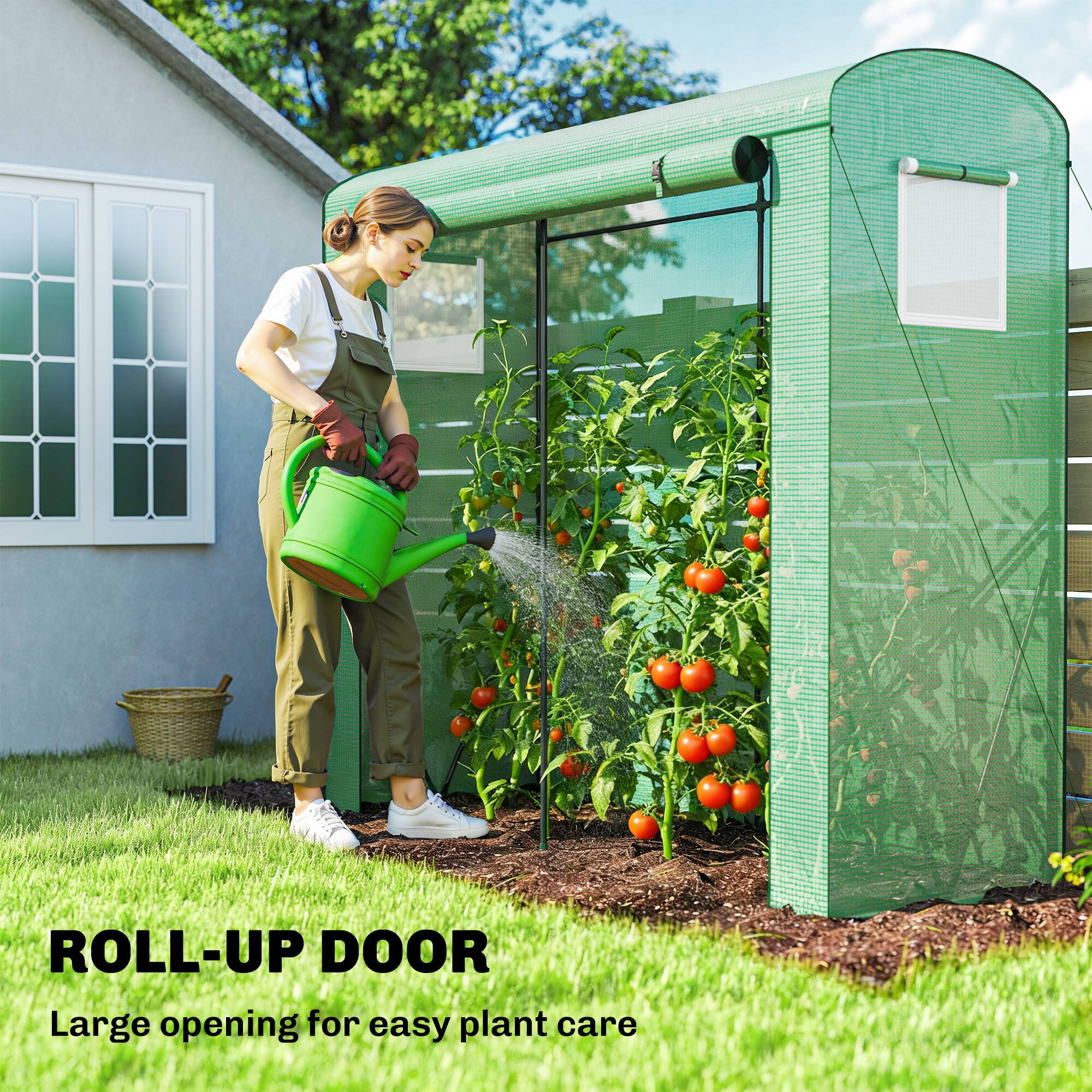 ROLL-UP DOOR  
Large opening for easy plant care