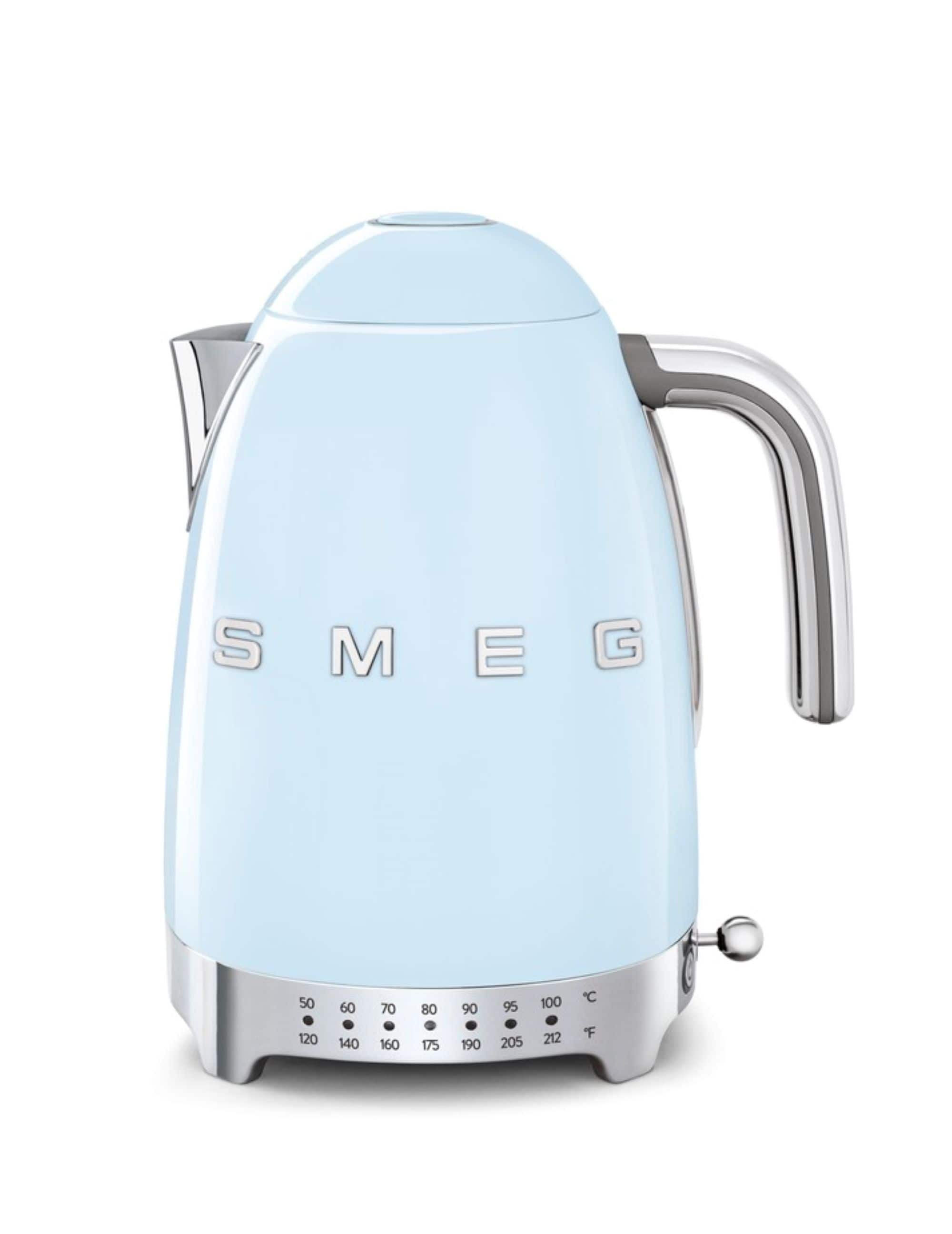 Front. SMEG - KLF04 7-Cup Variable Temperature Kettle - Pastel Blue.