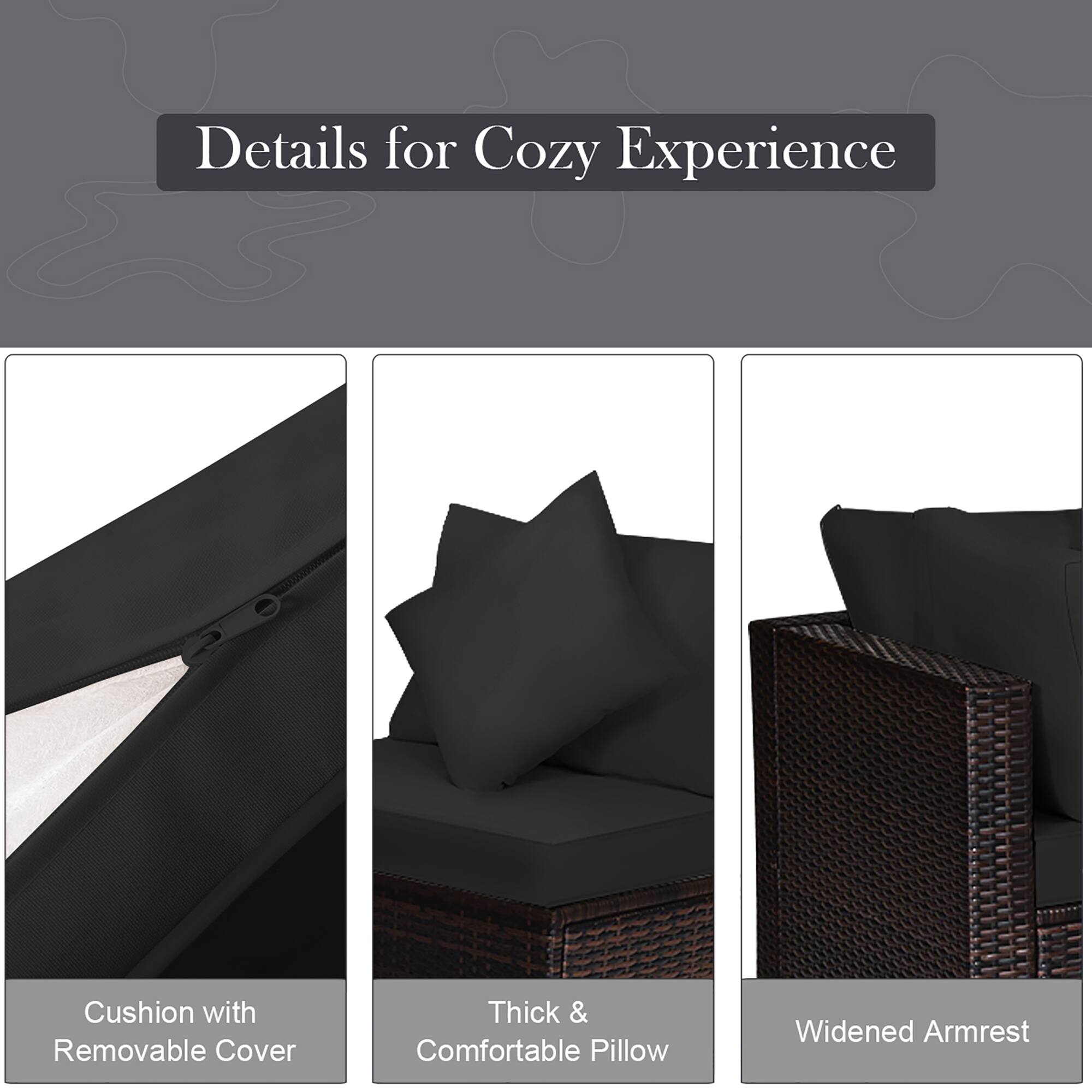 Details for Cozy Experience: Cushion with Removable Cover, Thick & Comfortable Pillow, Widened Armrest.