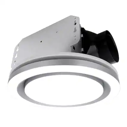 Front. Akicon - 1390N3 Series Decorative Silver Fan Speed 90 CFM Ceiling Bathroom Exhaust Fan with 18 Watt Dimmable 3CCT LED Light Round - Silver.