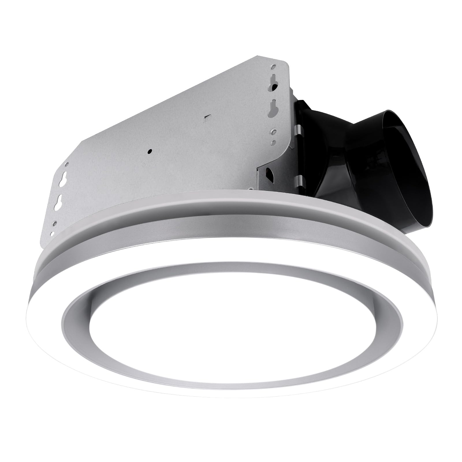 Front. Akicon - 1390N3 Series Decorative Silver Fan Speed 90 CFM Ceiling Bathroom Exhaust Fan with 18 Watt Dimmable 3CCT LED Light Round - Silver.