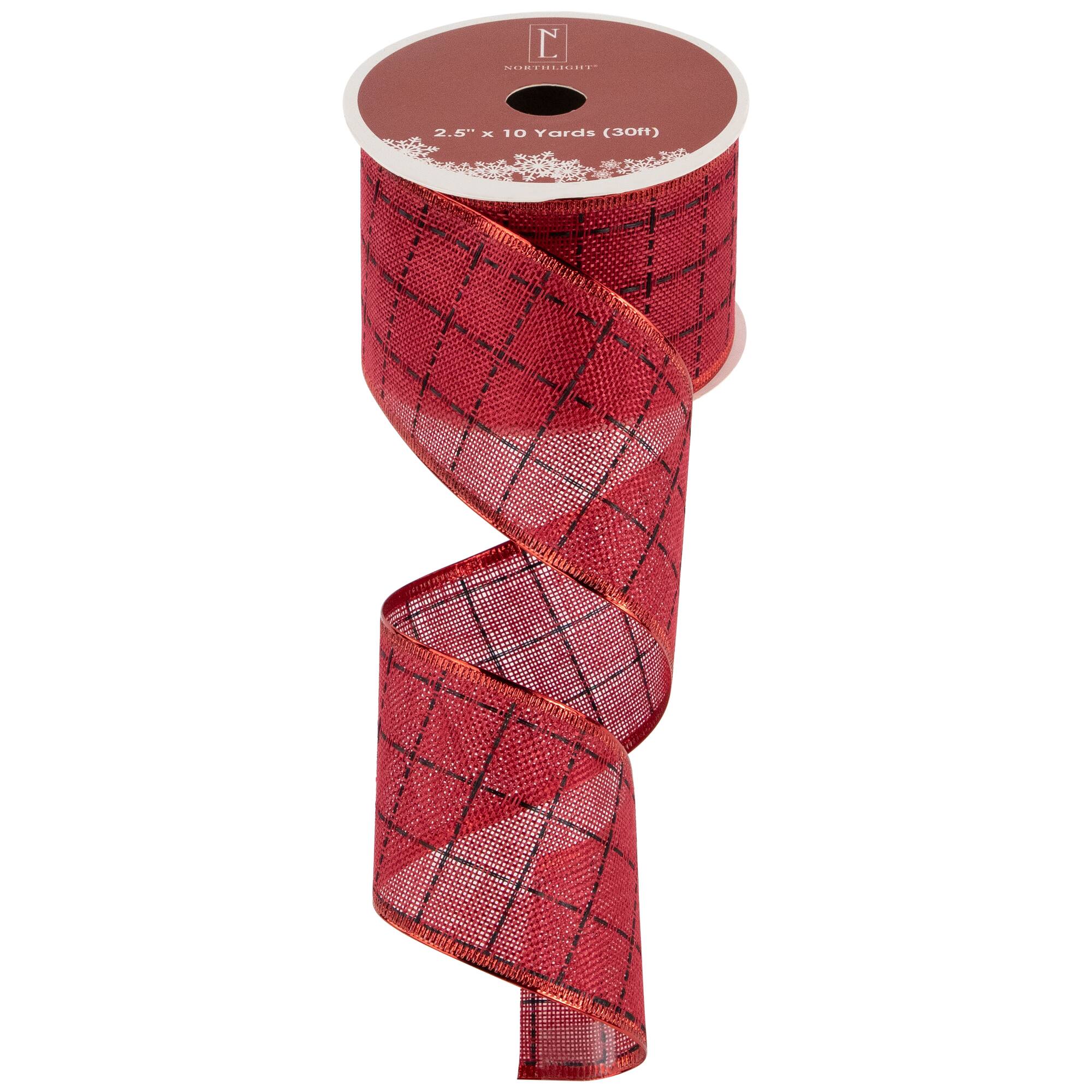 Northlight Woven Square Plaid Wired Craft Christmas Ribbon 2.5