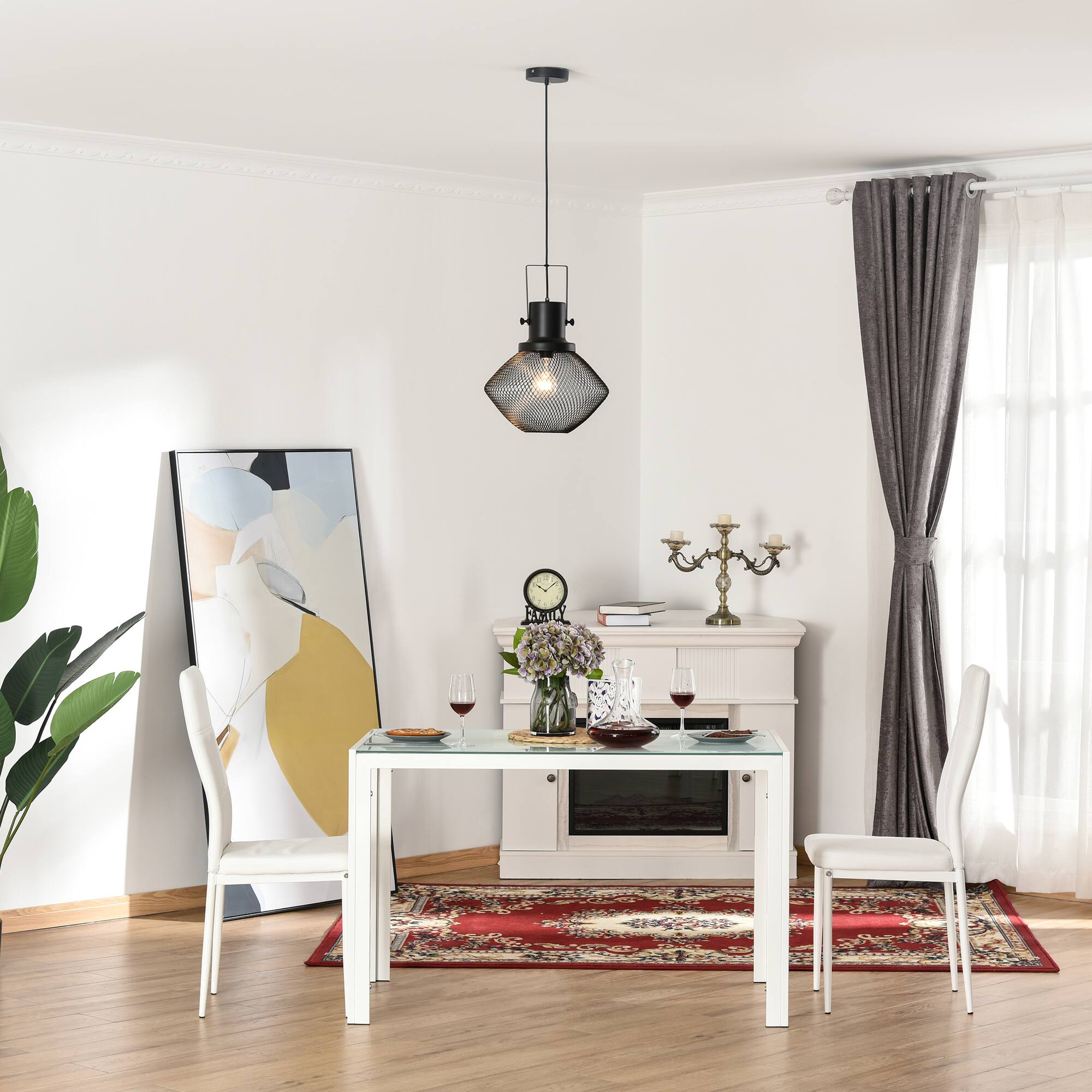 Alt View 1. Homcom - Pendant Light Fixtures with Adjustable Hanging Chain - Black.