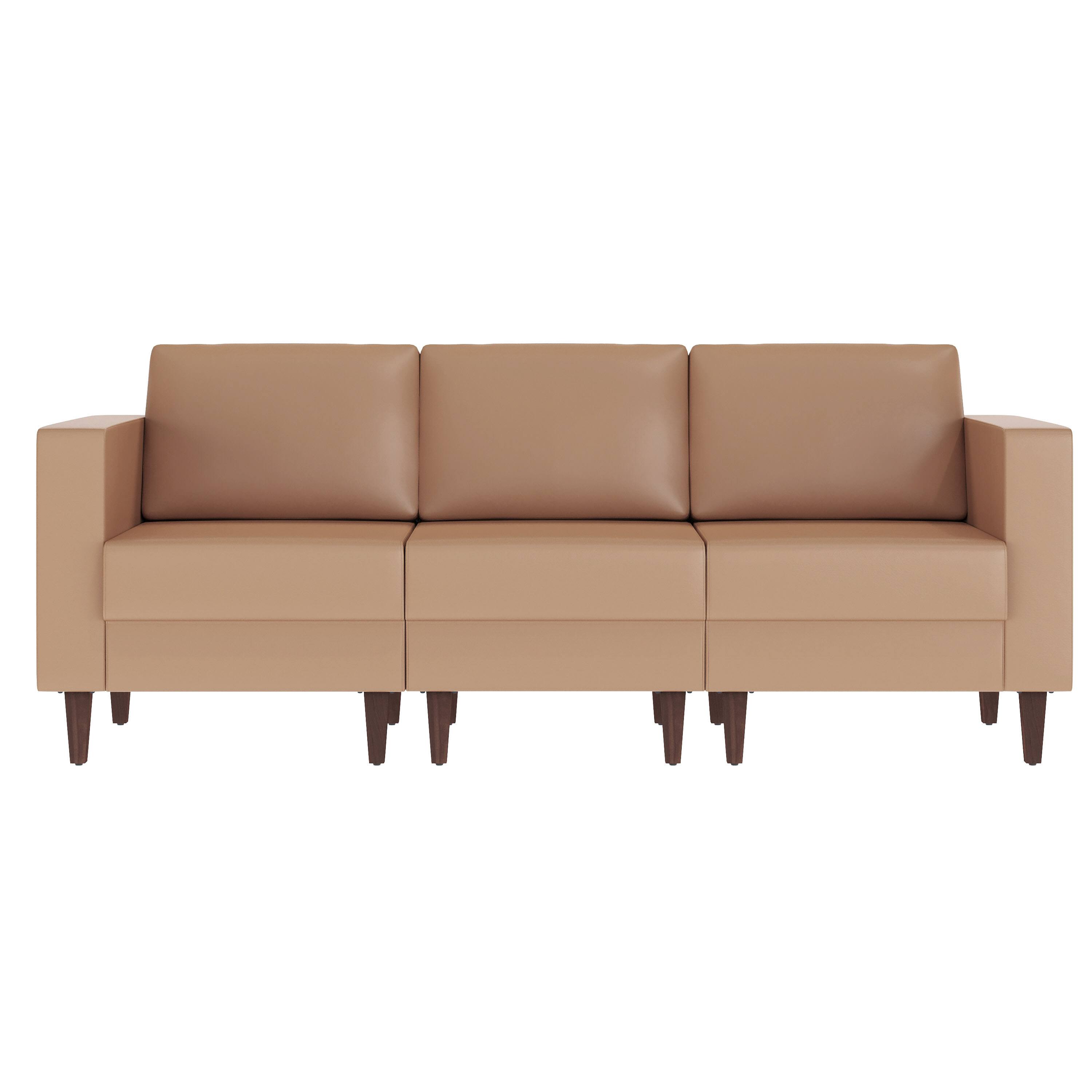 Angle. Flash Furniture - HERCULES Artemis Cognac LeatherSoft Reception Sofa with 4 AC Outlets/2 USB/2 USB-C Ports and Solid Wood Walnut Legs with - Brown.