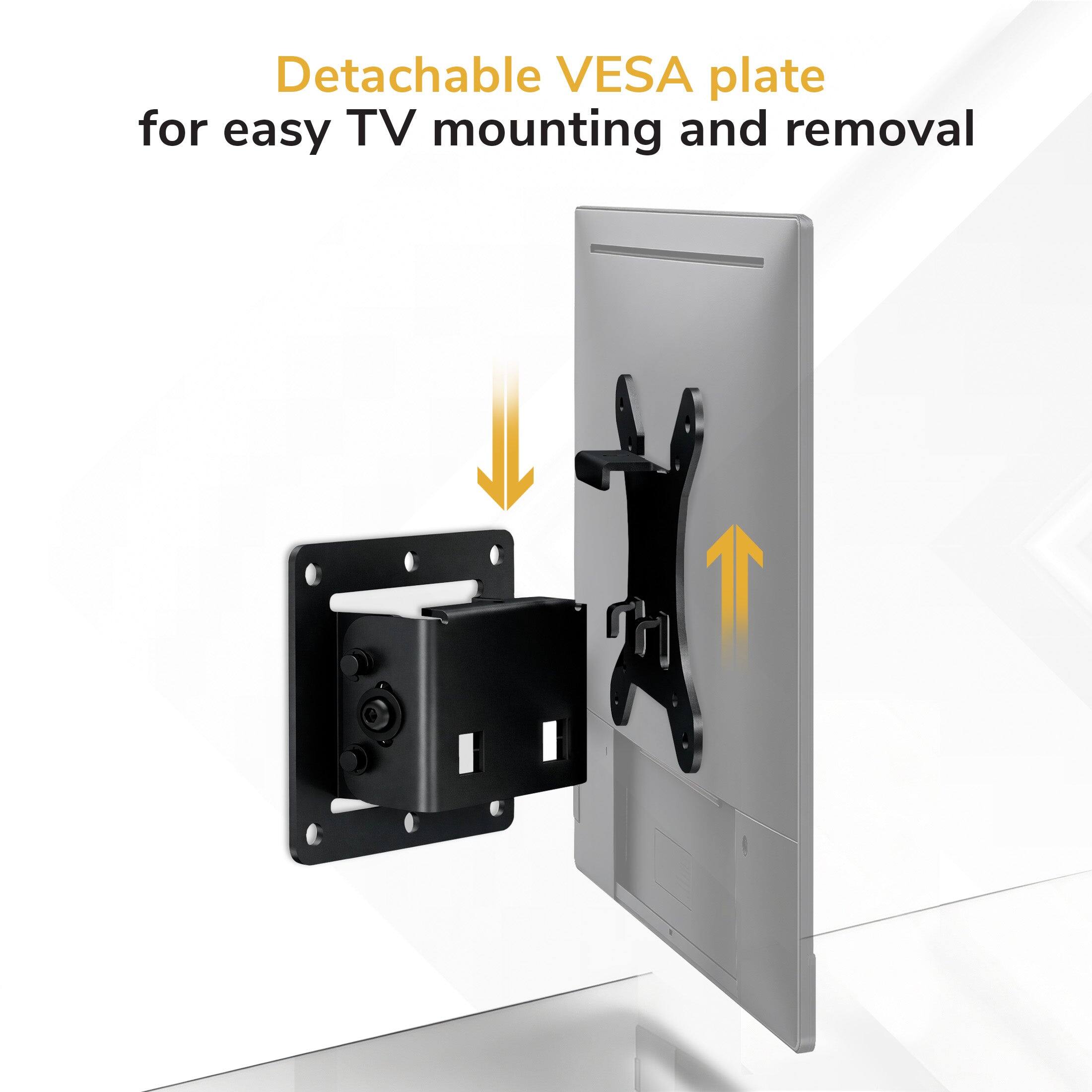 Detachable VESA plate for easy TV mounting and removal