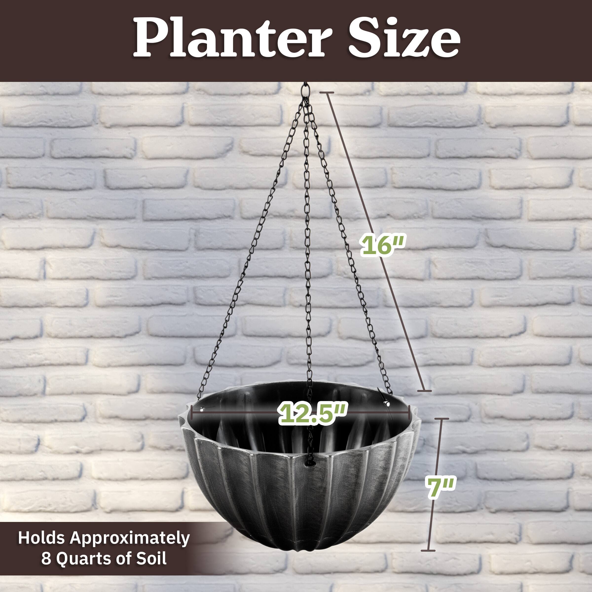 Planter Size: 16" x 12.5" x 7"  
Holds Approximately 8 Quarts of Soil