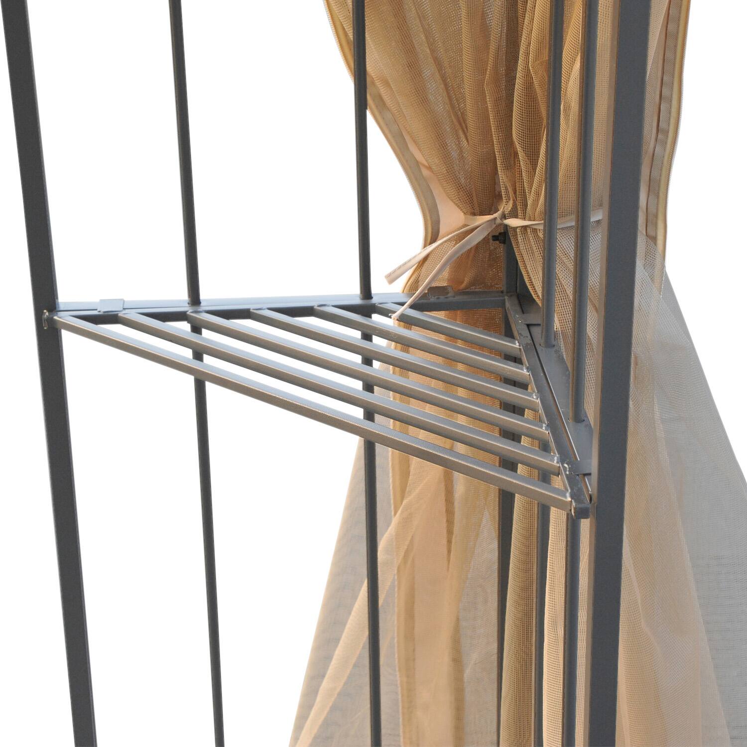 Alt View 5. Outsunny - 10' x 10' Patio Gazebo with Corner Frame Shelves, Double Roof Outdoor Gazebo Canopy Shelter with Netting - Cream White.