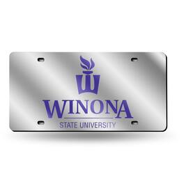 Rico Industries - Winona State Warriors Mirrored Laser Cut License Plate Laser Tag - Multi