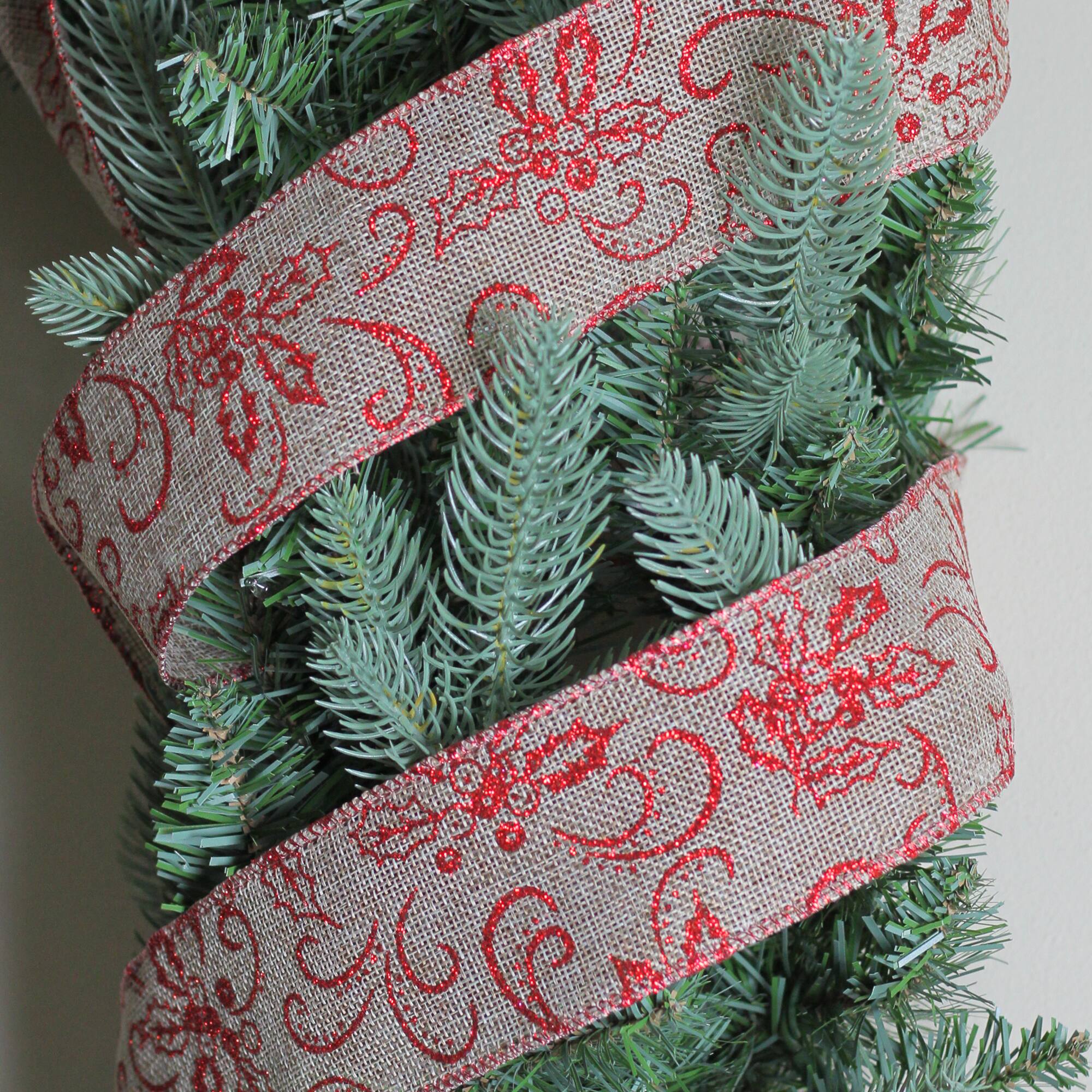 Northlight and Beige Christmas Wired Craft Ribbon 2.5