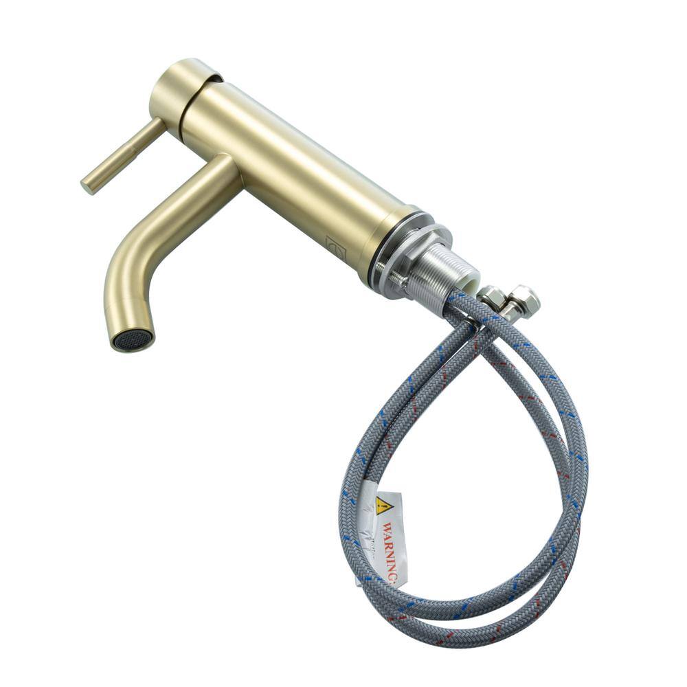Angle. Elegant Kitchen and Bath - Victor Single Hole Single Handle Bathroom Faucet in Brushed Gold - Brushed Gold.