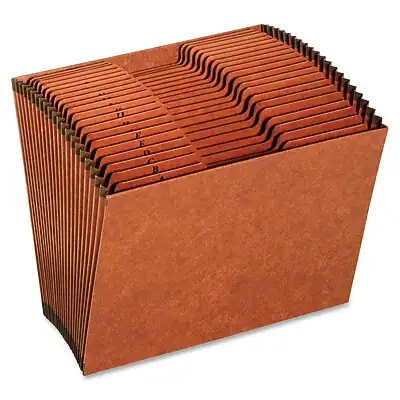 Front. Pendaflex - Accordion File, Alphabetical Index, 21 Pocket, Letter, Brown, Each - Brown.