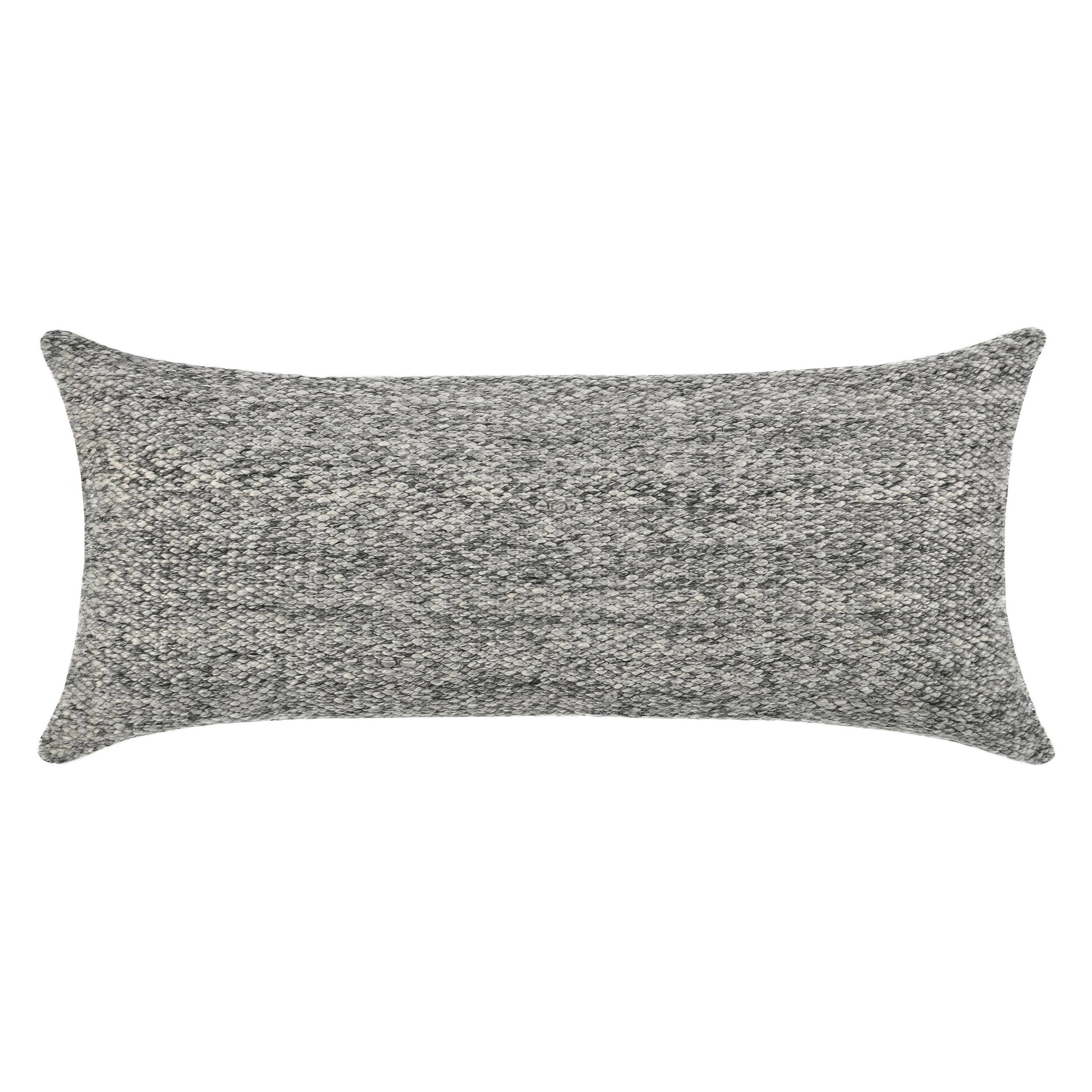 Front. Manhattan Lane - Ruff Lumbar Accent Throw Pillow, 16x36, Textu  Recycled Fabric - Gray.