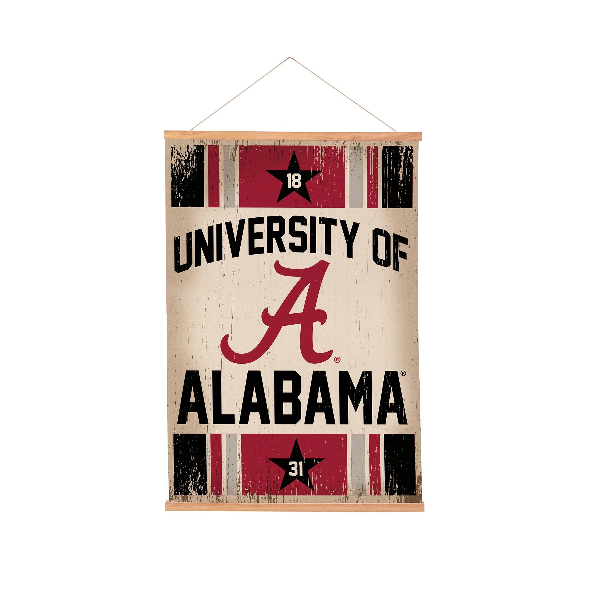 Alabama Crimson Tide 24" x 36" Antique Style Canvas Wall Art Tapestry with Wood Frame