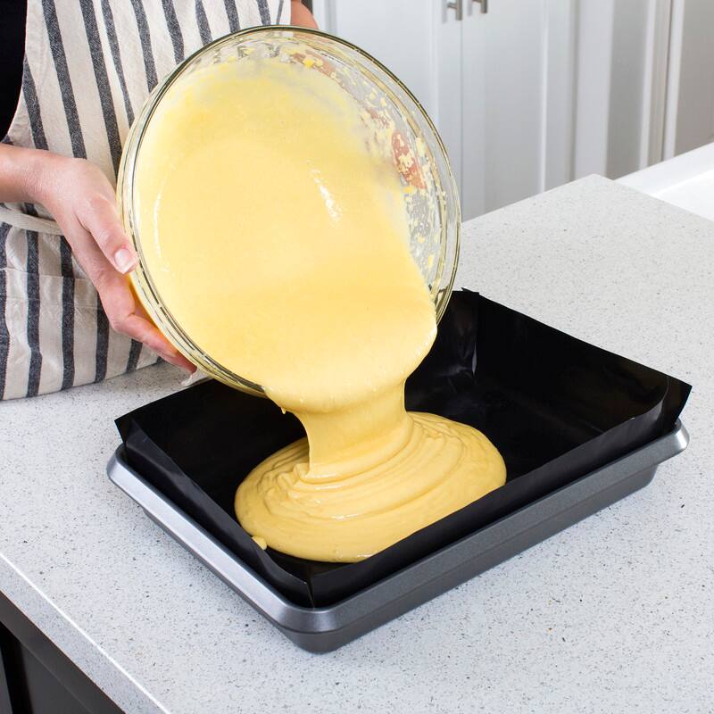 Angle. Kitchen + Home - Baking Pan Liners - Set of 3 Nonstick Reusable Baking Liners - Black.