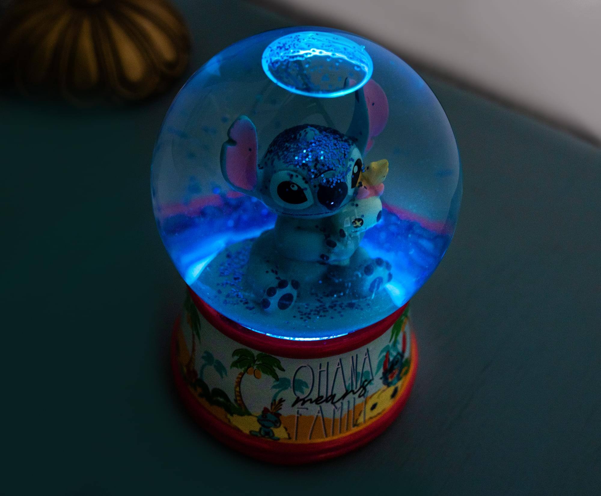 Alt View 2. Silver Buffalo - Disney Lilo & Stitch Ohana Light-Up Collectible Snow Globe | 6 Inches Tall - Blue.