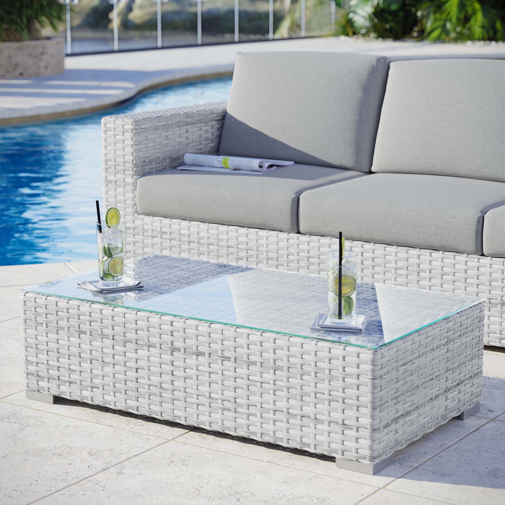 Convene Outdoor Patio Coffee Table by Modway - Light Gray