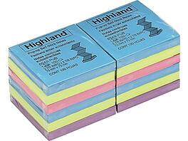 Highland - Pop-up Notes, 3" x 3", Assorted Collection, 100 Sheet/Pad, 12 Pads/Pack (6549-PUB) - Assorted Bright