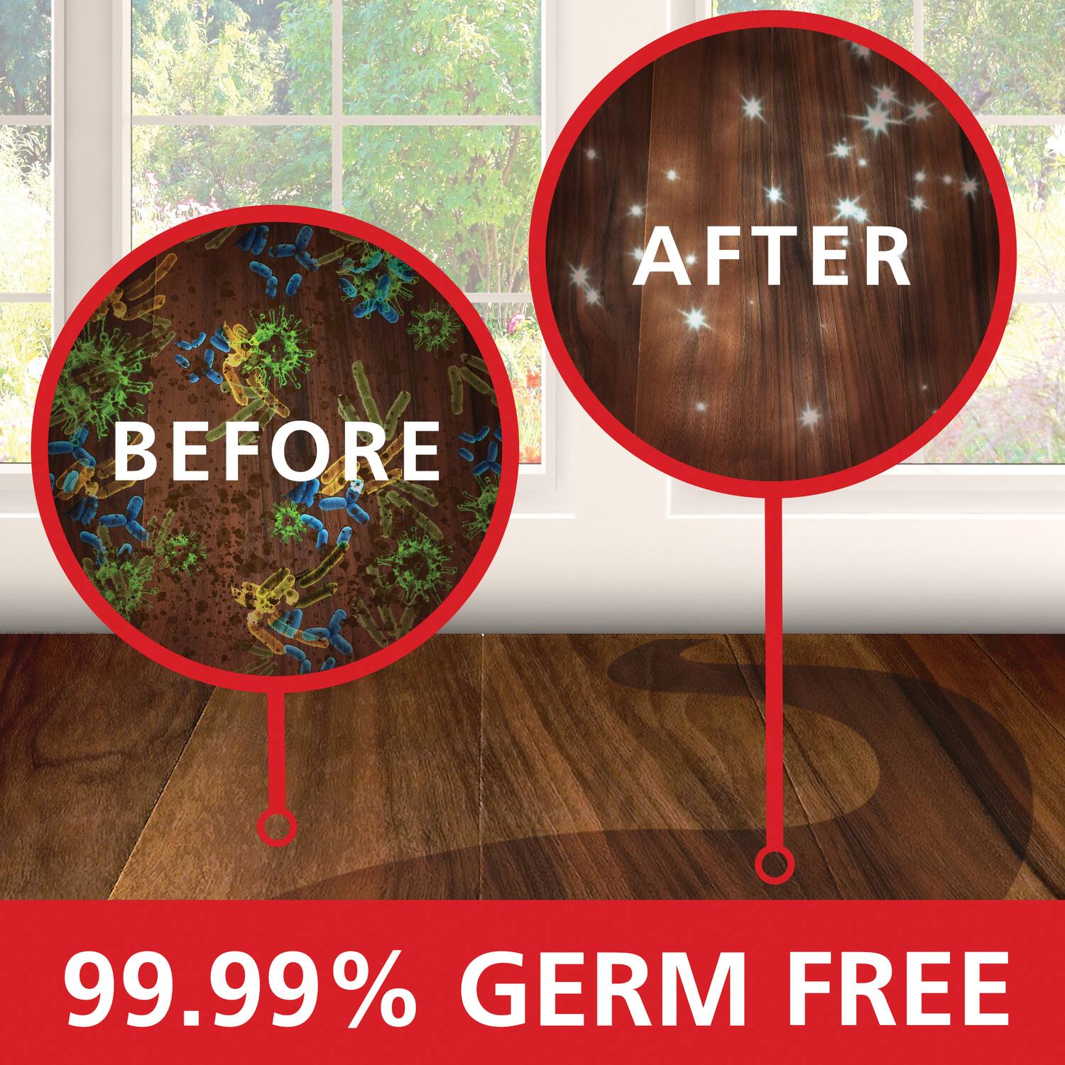 AFTER  
BEFORE  
99.99% GERM FREE