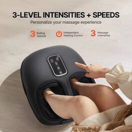 Luckbyte - 3-Speed Foot Massager with Heat Air Pressure Vibration Deep Kneading for Home Relax