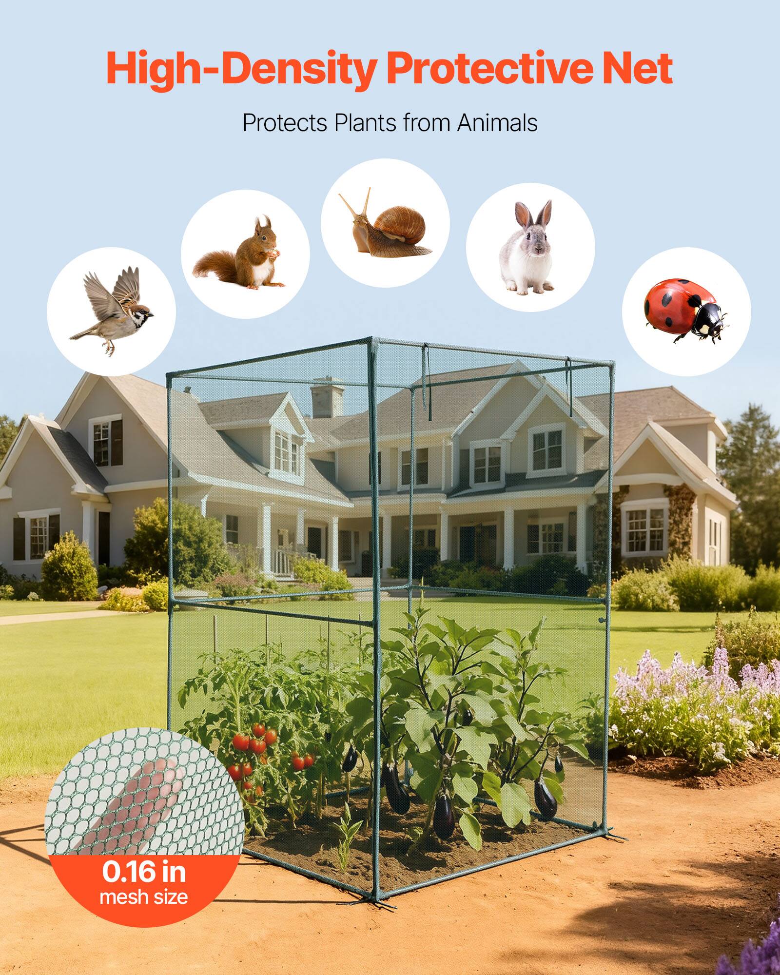 High-Density Protective Net  
Protects Plants from Animals  

0.16 in mesh size