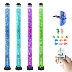 Front. VEVOR - Sensory Bubble Tube Lamp, 5 ft Bubble Fish Tube, Sensory Aquarium Lamp with 10 Floating Fish & 16 Color Effects - Black.