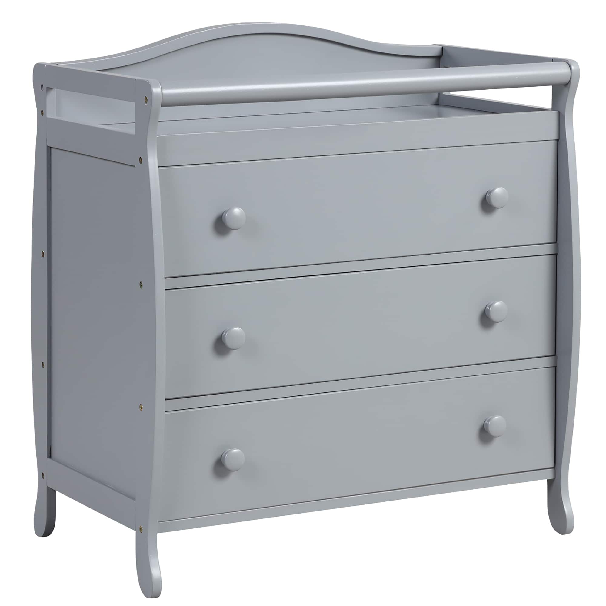 Costway - 3-Drawer Dresser Changing Table w/Safety Belt Guardrails for Kids' Room - Gray
